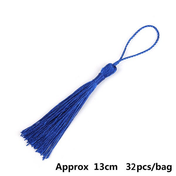 Polyester silk tassel hanging ring small tassel high-grade ice silk tassel pendant earrings accessories diy jewelry accessories Royal blue 32/bag