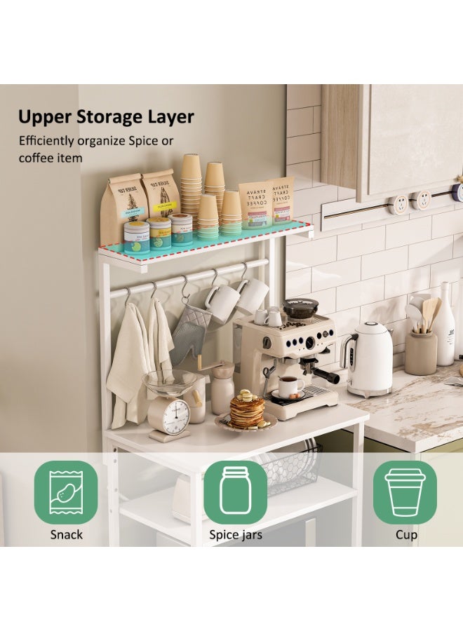 Canadel 4-Tier Kitchen Storage Rack with Adjustable Shelf, Coffee Corner Station & Microwave Stand, Multi-Purpose Baker Rack with 5 Hooks X-Shaped Crossbar for Home Kitchen Organization - Image 4