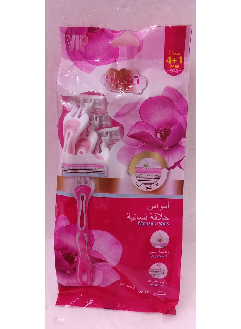 4+1 women's razors with removable heads and sterilized with aloe vera extract