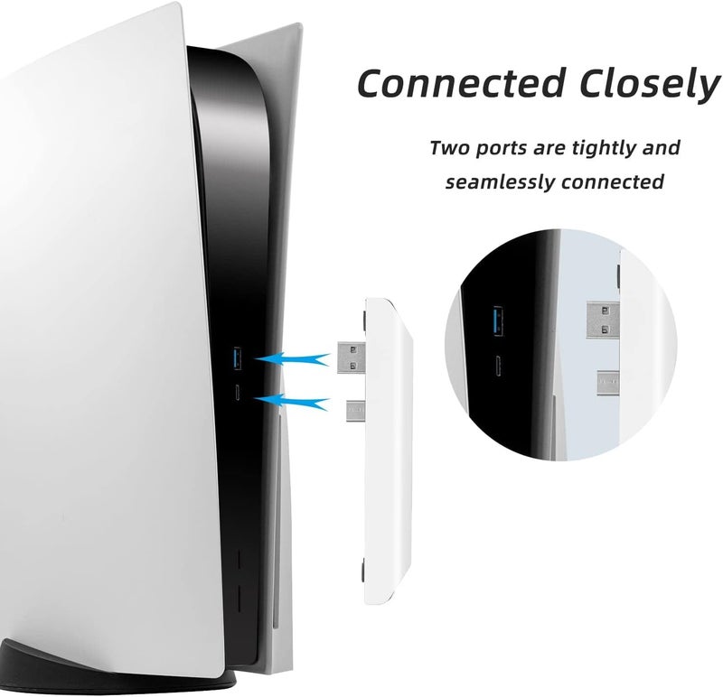 مكبازل محور تحكم PS5 من ، USB 2.0، 5 منافذ، محور توسعة متعدد المنافذ عالي السرعة لنقل البيانات، محور شحن سريع USB C لـ PS5 Digital/UHD Edition - أسود (غير مناسب لـ PS5 Slim/Pro) - Image 4