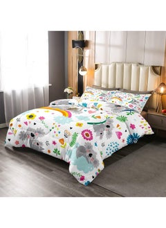 Erosebridal Kids Koala Bedding Set Cute Safari Animals Comforter for Boys Girls Flowers Butterfly Comforter Sets Cartoon Rainbow Down Comforter Bedroom Decor with 1 Comforter and 1 Pillow Case Twin Size  - Image 1