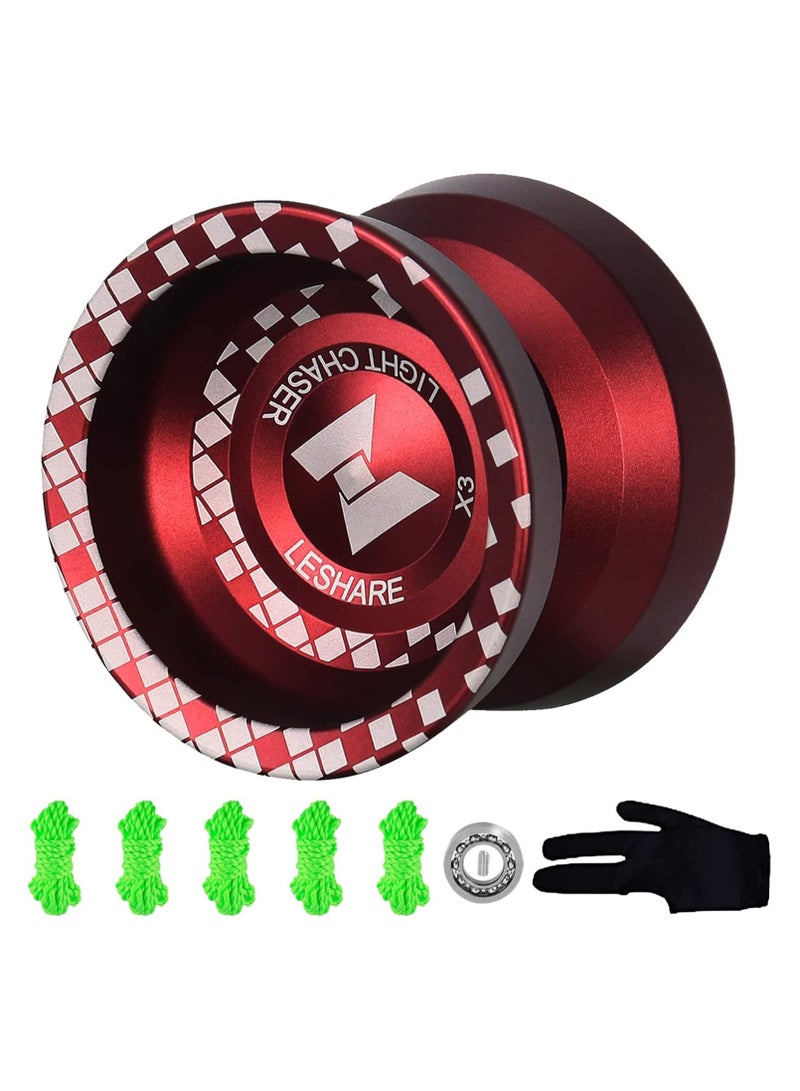 Unresponsive Yoyo Professional [Responsive Bearing Included Auto Return] with Ball Bearing Mosaic Extraordinary Yo-Yos Ball Sleeper Yoyos, Red - Image 1