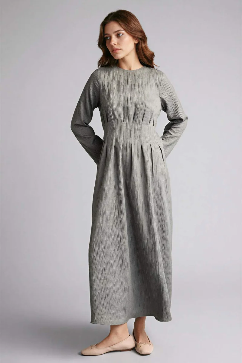 DeFacto Crew Neck Crinkle Fabric Dress