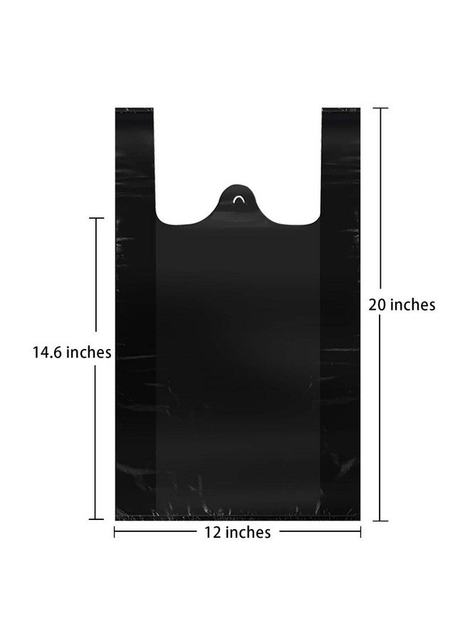 LazyMe LazyMe T Shirt Bags Grocery Plastic Bags with Handles Shopping Bags in Bulk Restaurant Bags, 12 x 20 inch (Black 50 Pcs) - Image 2