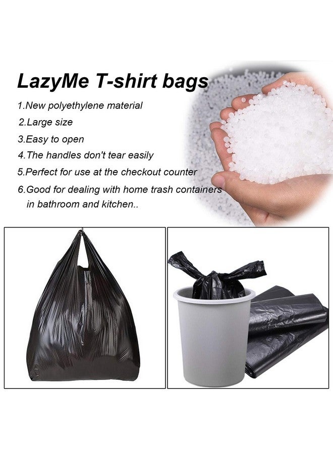 LazyMe LazyMe T Shirt Bags Grocery Plastic Bags with Handles Shopping Bags in Bulk Restaurant Bags, 12 x 20 inch (Black 50 Pcs) - Image 5