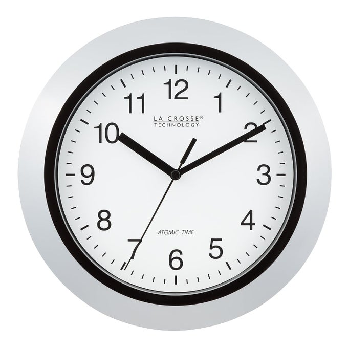 ATOMIC ANALOG WT3102SINT WALL CLOCK 10 INCH SILVER