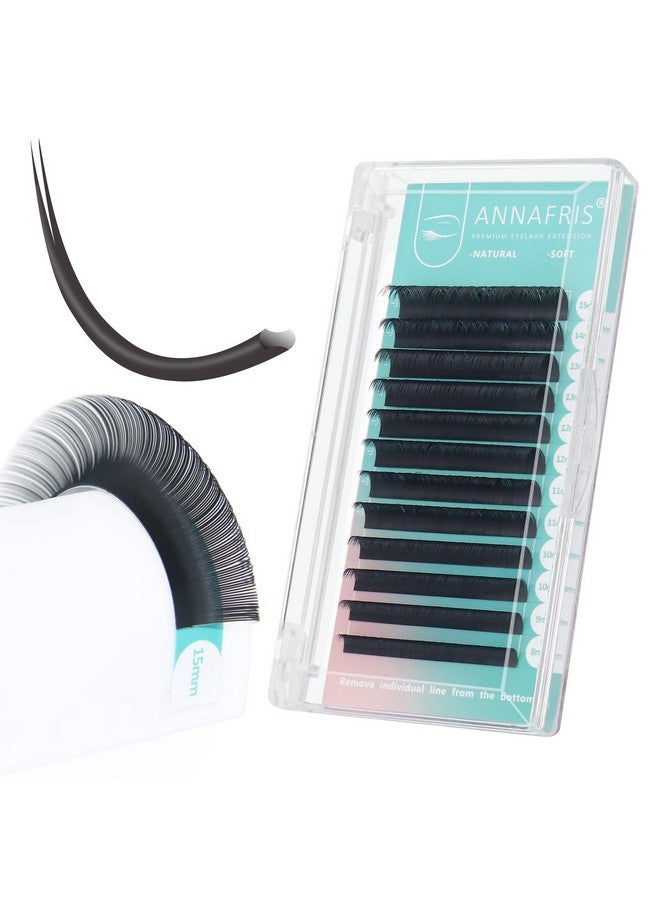 ANNAFRIS Ellipse Flat Eyelashes Extension 0.15 C Curl Mixed Tray Natural Soft Matte Black Faux Mink Individual False Lashes Split Tips Light Eye Lashes Extension Supplies (0.15 C, 815Mm Mix) - Image 2