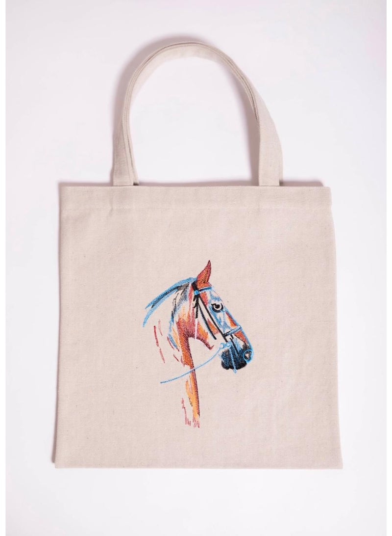 Artistic Arabian horse design canvas bag - practical and eco-friendly for everyday use
