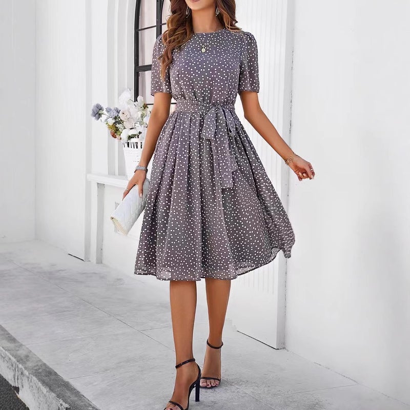 Women's Polka Dot Print A-Line Dress - Image 1