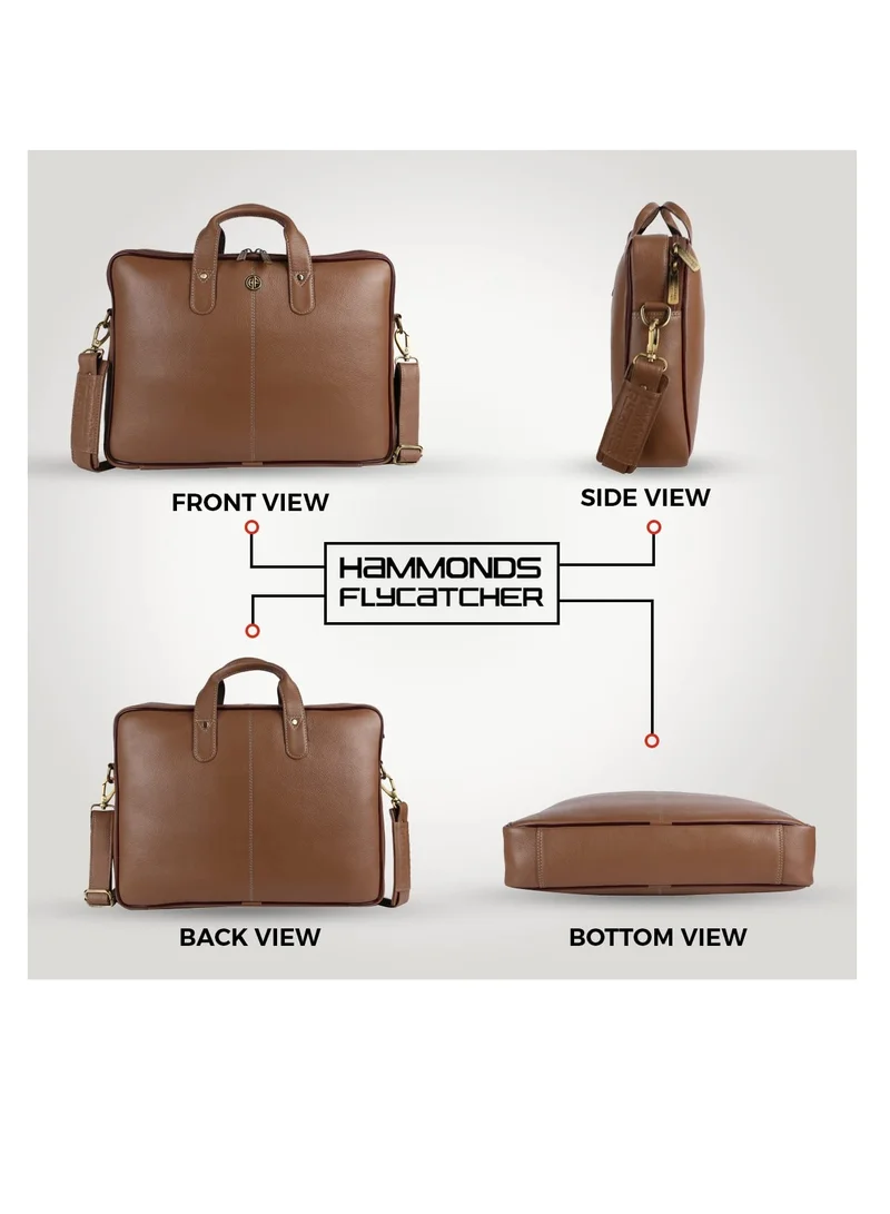 Hammonds Flycatcher  Leather Laptop Bag for Men - Office Bag - Fits Up to 14/15.6 Inch Laptop/MacBook - Laptop Messenger Bags/Leather Bag for Men with Adjustable Shoulder Strap | LB106BS (6C2D)  | Best Price UAE