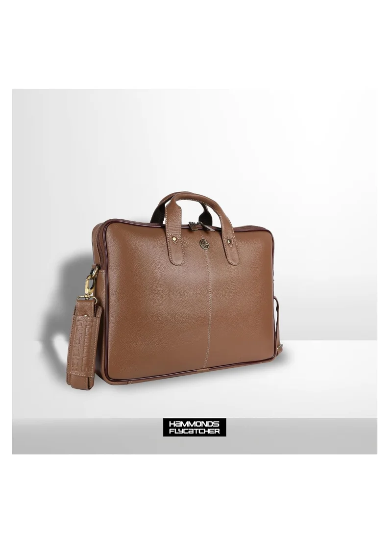 Hammonds Flycatcher  Leather Laptop Bag for Men - Office Bag - Fits Up to 14/15.6 Inch Laptop/MacBook - Laptop Messenger Bags/Leather Bag for Men with Adjustable Shoulder Strap | LB106BS (6C2D)  | Best Price UAE