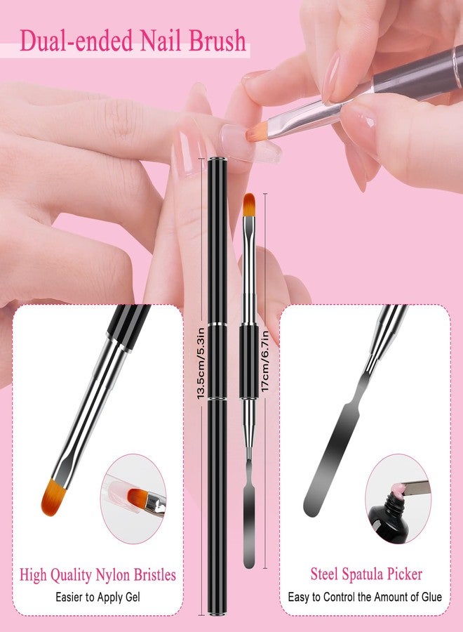 BOMOQING Nail Double Shapes for Poly Gel Set, 12 Styles, 12 Sizes, Nail Shape Extension Shapes, 144 Pieces Full Cover Artificial Nail Tips, Duet System with 5 Nail Clips, Nail Brush - Image 4