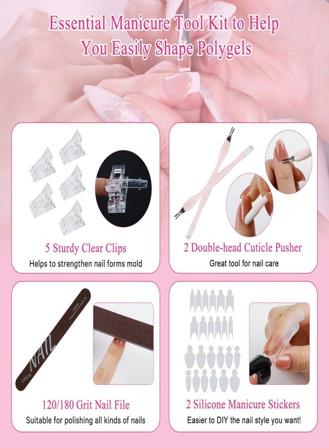 BOMOQING Nail Double Shapes for Poly Gel Set, 12 Styles, 12 Sizes, Nail Shape Extension Shapes, 144 Pieces Full Cover Artificial Nail Tips, Duet System with 5 Nail Clips, Nail Brush - Image 5