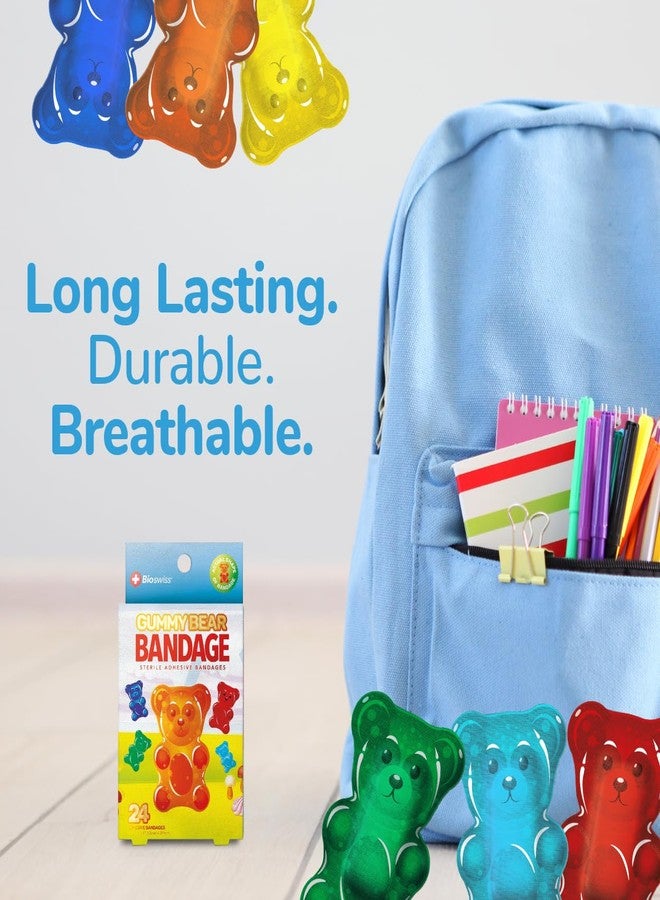 BioSwiss Kids Bandages, Gummy Bear Shaped Self Adhesive Bandage Set, Latex Free, Sterile Wound Care, 24 Count - Image 5