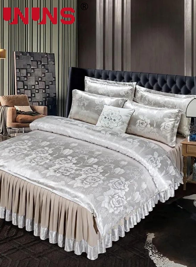 UNUNS Satin Pillowcases,Satin Pillowcases for Hair and Skin, 2Pcs Large Floral Print Pillowcases,Silky Floral Print Pillowcases with Envelope Closure,Grey-Flowers,48x74cm - Image 3