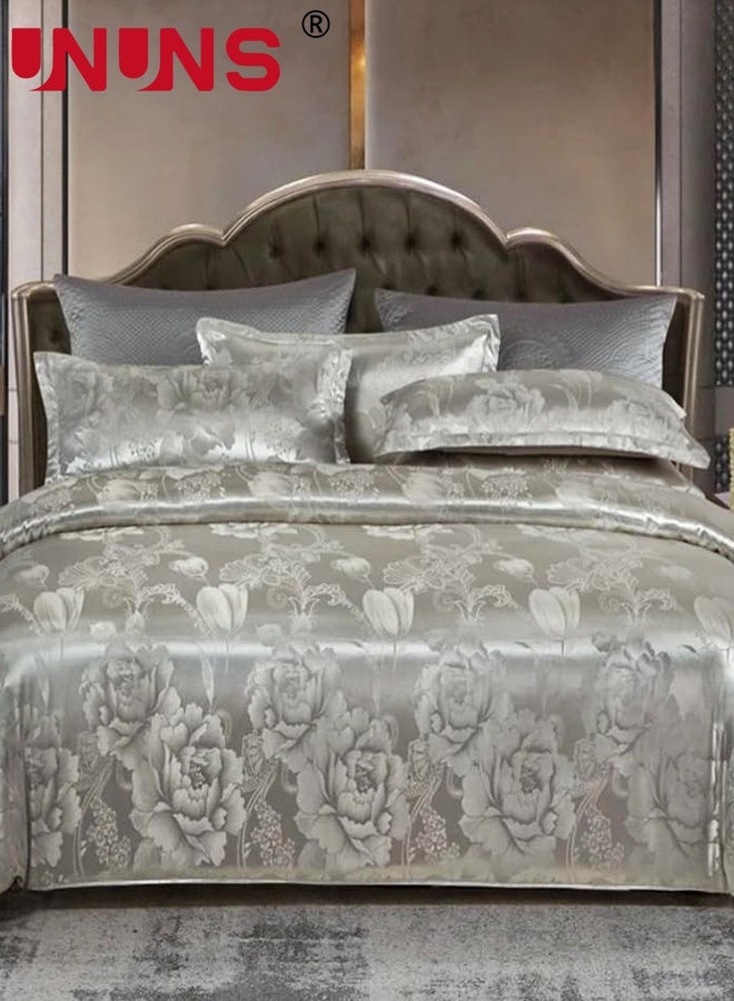 UNUNS Satin Pillowcases,Satin Pillowcases for Hair and Skin, 2Pcs Large Floral Print Pillowcases,Silky Floral Print Pillowcases with Envelope Closure,Grey-Flowers,48x74cm - Image 2