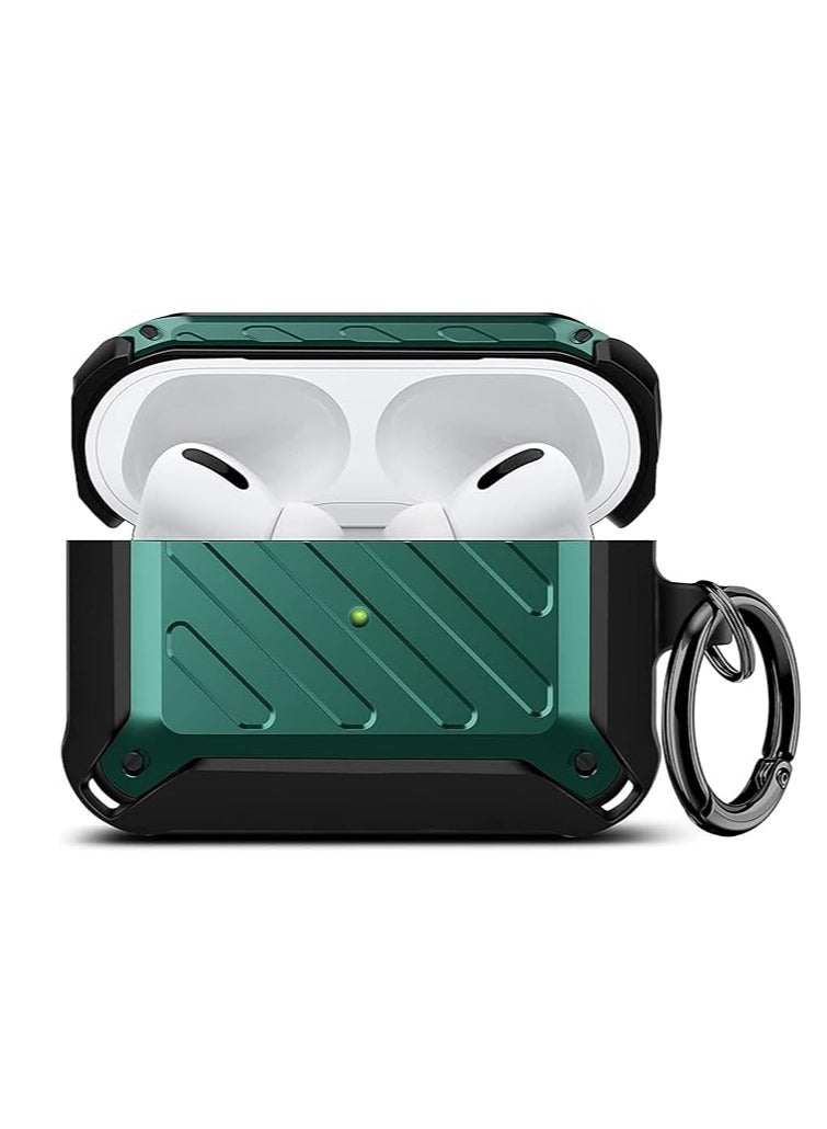 ANYOGRO AirPods Pro Case Cover with Keychain Full Body Protective Shockproof Hard Shell, Compatible with Airpods Pro 1st 2019Case for Women Men Front LED Visible Green - Image 1
