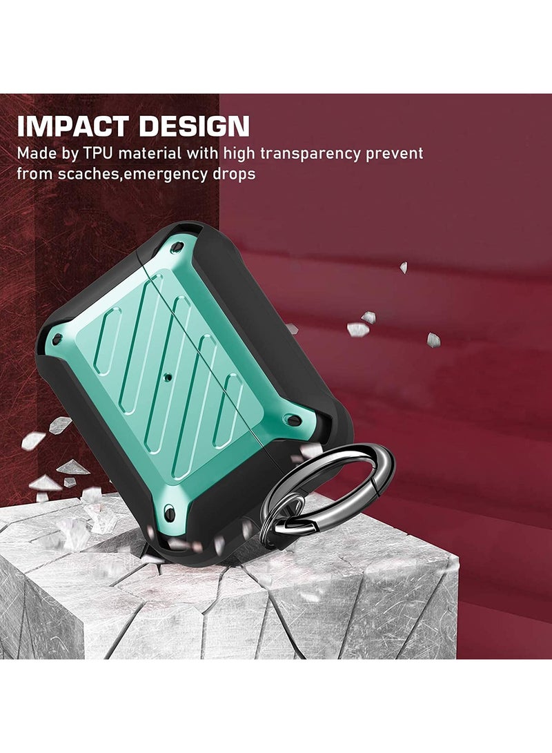 ANYOGRO AirPods Pro Case Cover with Keychain Full Body Protective Shockproof Hard Shell, Compatible with Airpods Pro 1st 2019Case for Women Men Front LED Visible Green - Image 3