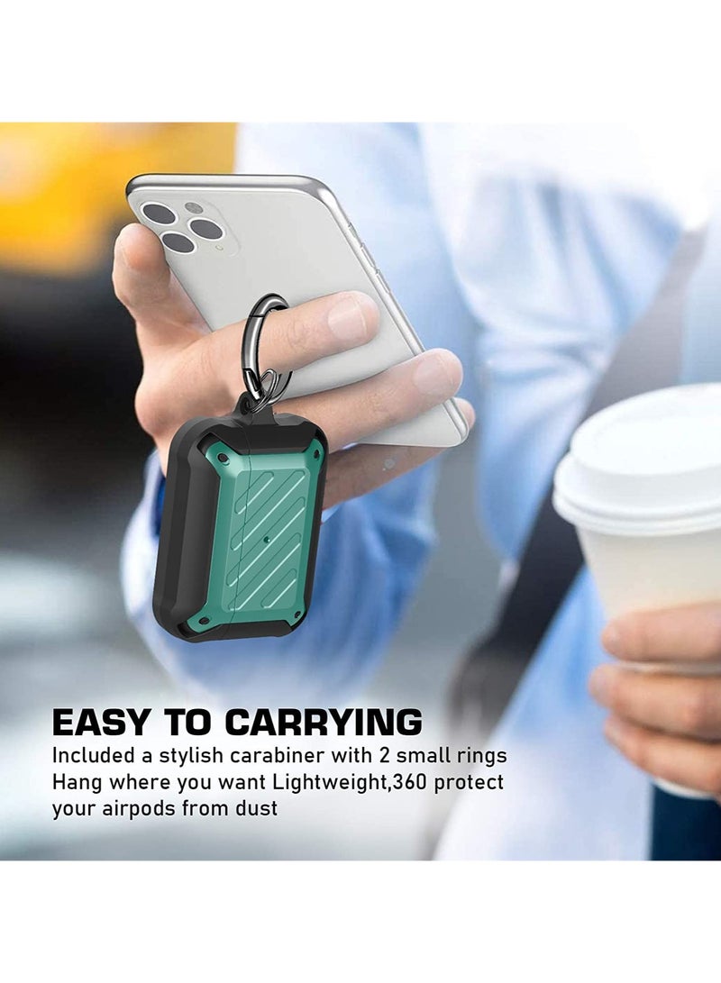 ANYOGRO AirPods Pro Case Cover with Keychain Full Body Protective Shockproof Hard Shell, Compatible with Airpods Pro 1st 2019Case for Women Men Front LED Visible Green - Image 5