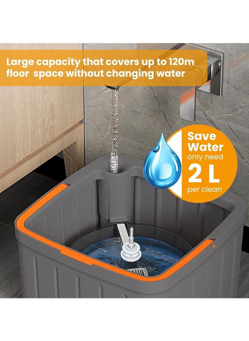 Uniface Spin Mop and Bucket Set, Large Flat Floor Mop with Self Wringer and Bucket System, Cleaning Mop Tools with 2 Reusable Microfiber Pads for Home