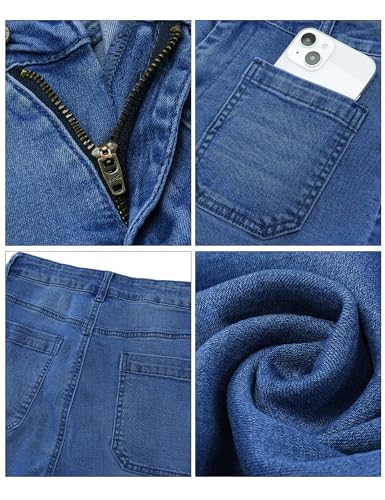 luvamia Wide Leg Jeans for Women Trendy High Waisted Flare Jeans Cropped Denim Pants Stretchy Baggy with Patch Pockets Womens Stretchy Jeans for Women Darkness Blue Size Xx-Large Size 20 Size 22 - Image 4