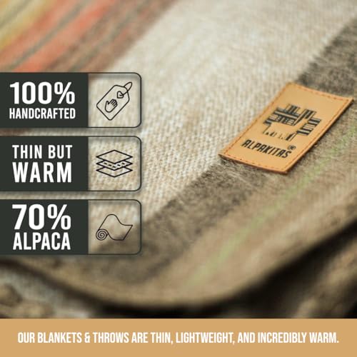ALPAKITAS Alpaca Wool Blanket - Queen Size Bed - Alpaca Throw - Best Gift & Warm, Lightweight, Couch or Camp - Outdoor - 87 x 64 Inches (Brown) - Image 2