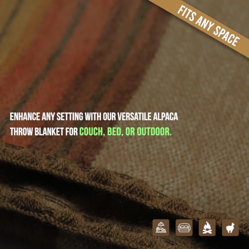 ALPAKITAS Alpaca Wool Blanket - Queen Size Bed - Alpaca Throw - Best Gift & Warm, Lightweight, Couch or Camp - Outdoor - 87 x 64 Inches (Brown) - Image 3