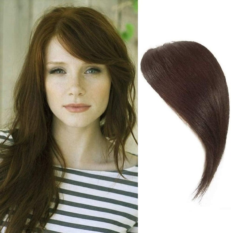 Air Side Bangs Clip in Human Hair Bangs Straight Side Bang Fringe Real Hair ExtensionsDark Brown