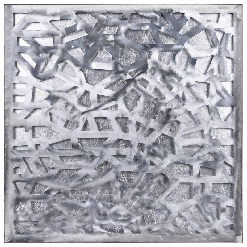 Empire Art Direct Enigma 3D Polished Steel Sculpture Abstract Metal Wall Art with Sliver Leaf Ready to Hang Living Room Bedroom  OfficeSliver32x32