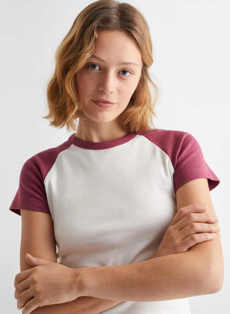مانجو Youth Color Block Crop T-Shirt