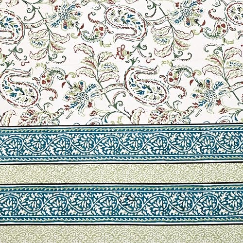 EasyGoods® 100% Pure Cotton Jaipuri Bedsheet with Pillow Covers | Soft & Breathable Fabric | Traditional Floral Print | Cotton Bedsheet (Blue 4, King) - Image 4