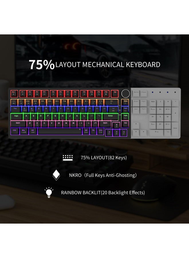 Newmen GM326 75% Percent Mechanical Keyboard,Wired Mini Backlit Hot Swappable Gaming Mechanical Keyboard with Knob,82 Keys Anti-Ghosting Compact Black Gaming Keyboard for PC Win Mac,Red Switch - Image 4