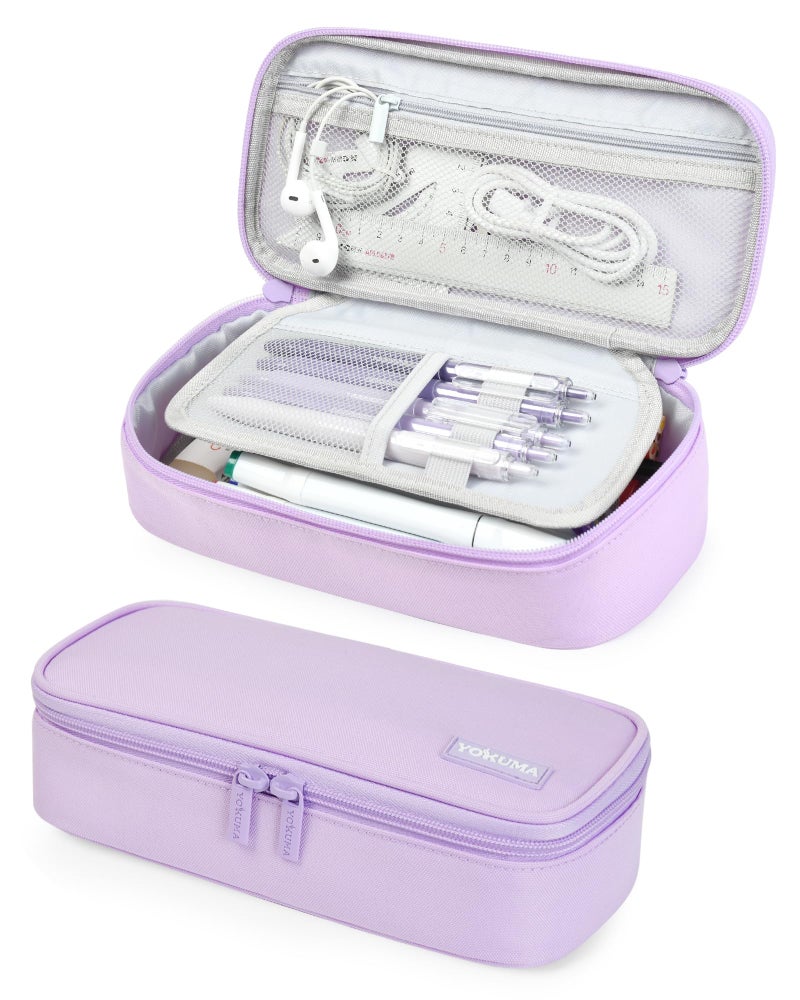 YOKUMA Cute Pencil Case for Girls Large Pencil Pouch Zipper Pencil Box Aesthetic Pen Bag School Supplies for Student Teen College Adults Lilac