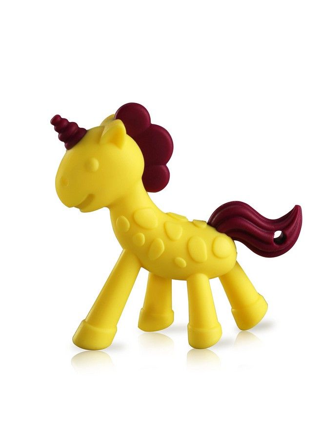 Luvlap عضاضة سيليكون للأطفال من عمر 6 إلى 12 شهرًا؛ لعبة تسنين للأطفال الصغار والرضع، مصنوعة من السيليكون الآمن غذائيًا بنسبة 100% بتصميم يونيكورن مع سطح محكم (أصفر وأرجواني) - Image 2