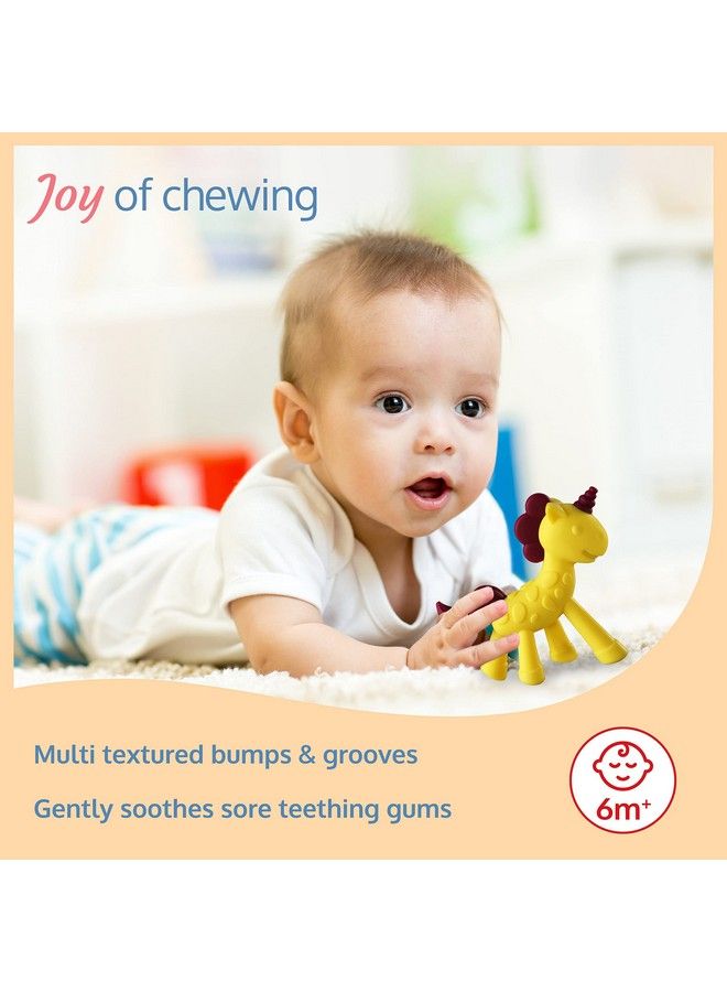 Luvlap عضاضة سيليكون للأطفال من عمر 6 إلى 12 شهرًا؛ لعبة تسنين للأطفال الصغار والرضع، مصنوعة من السيليكون الآمن غذائيًا بنسبة 100% بتصميم يونيكورن مع سطح محكم (أصفر وأرجواني) - Image 4
