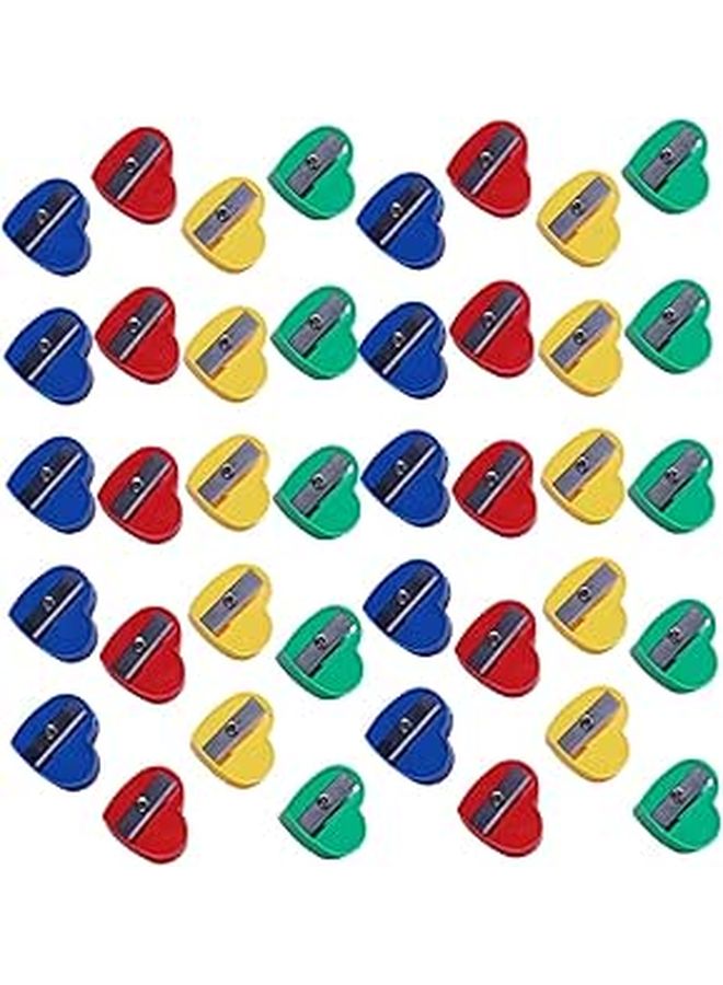 40Pcs Heart Shaped Pencil Sharpeners Manual Compact Handheld For Students Classroom - Image 1