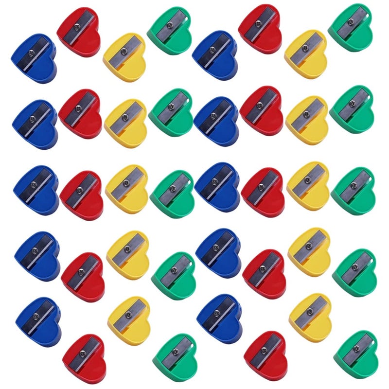 40Pcs Heart Shaped Pencil Sharpeners Manual Compact Handheld For Students Classroom - Image 2
