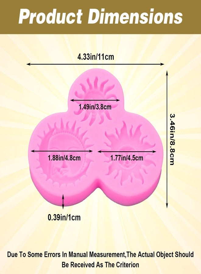Quilax Sun Moon Face Fondant Mold, Silicone Clay Molds, Chocolate Mold for DIY Baking Sugar Craft, Clay Molds for Crafts DIY Air Dry Plaster Polymer Clays Epoxy Resin Casting Jewelry Making - Image 2