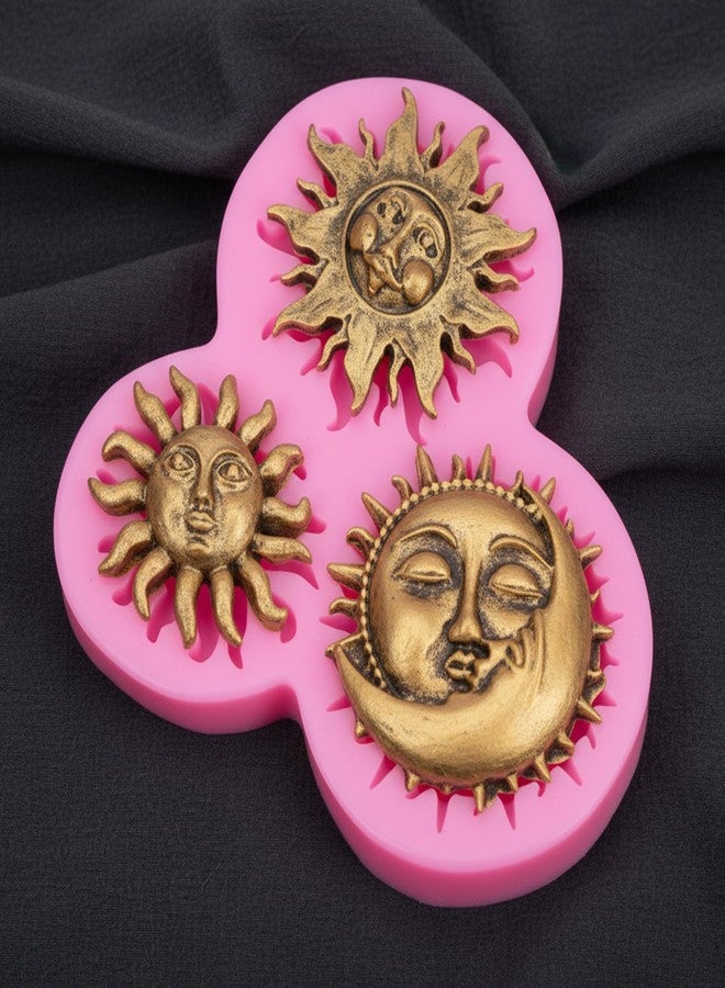 Quilax Sun Moon Face Fondant Mold, Silicone Clay Molds, Chocolate Mold for DIY Baking Sugar Craft, Clay Molds for Crafts DIY Air Dry Plaster Polymer Clays Epoxy Resin Casting Jewelry Making - Image 5