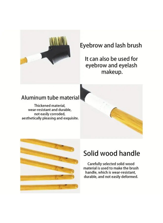 Brown Professional Eyebrow Lash Kit 5 Piece Makeup Brush Set - Image 5