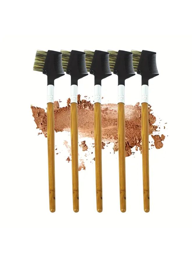 Brown Professional Eyebrow Lash Kit 5 Piece Makeup Brush Set - Image 2