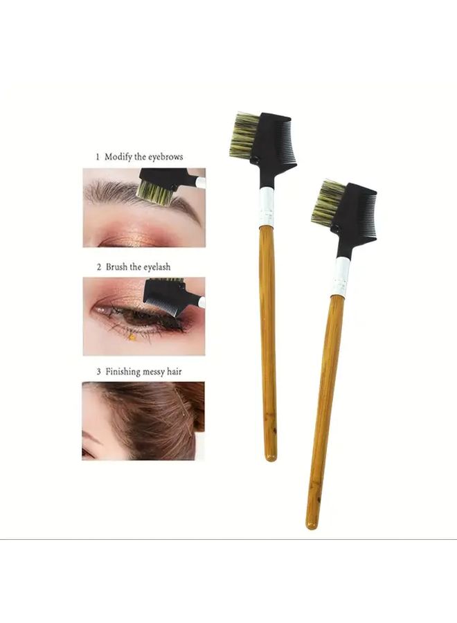 Brown Professional Eyebrow Lash Kit 5 Piece Makeup Brush Set - Image 3