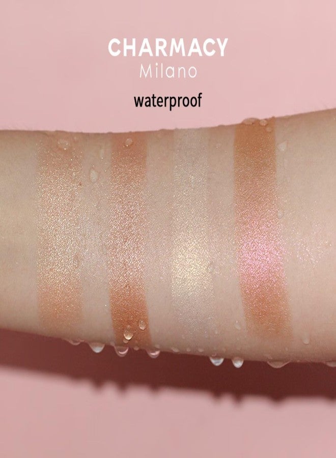 CHARMACY Highlighter Makeup Palette Shimmer Contour Powder Waterproof Long-Lasting, Brightens Face Highlighter Powder Shimmer Highlight Palette Suit All Skin Tones #02 - Image 2