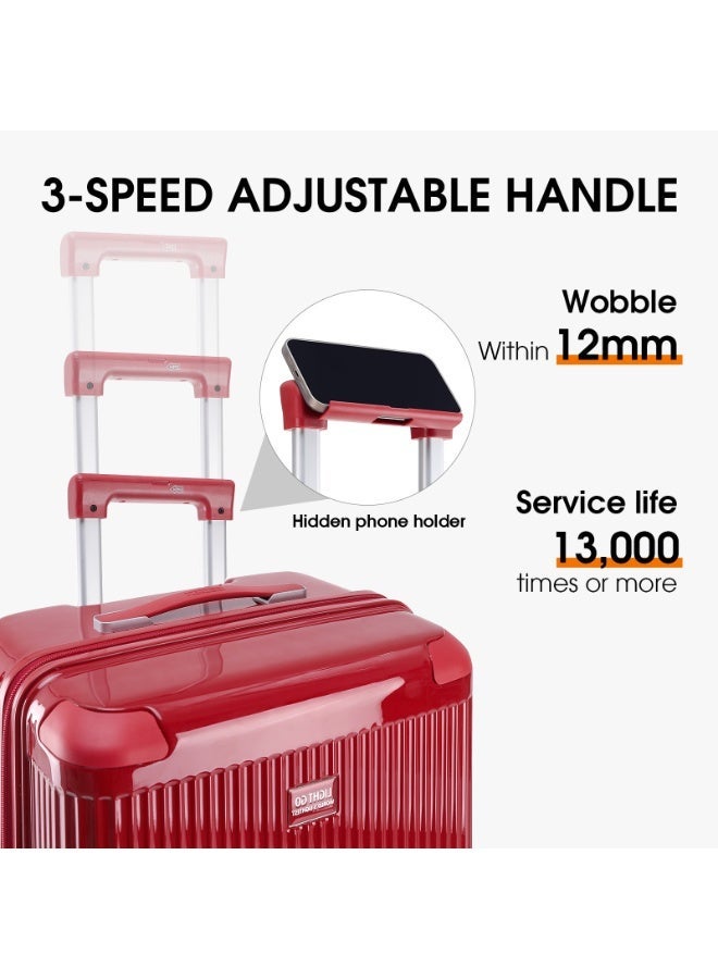 LIGHTGO 7672 22"+28" 2Pcs set luggage ,Red color suitcase ,PC Suitcase ,Trunk case check in luggage ,with TSA travel case ,YKK zipper - Image 3
