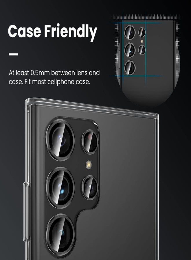 Tensea [3+2PCS for Samsung Galaxy S23 Ultra 5G Camera Lens Protector, 9H Tempered Glass Camera Cover Screen Protector Metal Individual Ring [Installation Tray][Removal tool][Case Friendly]- Black - Image 4