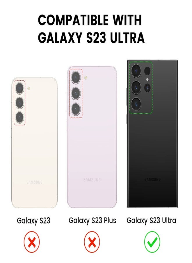 Tensea [3+2PCS for Samsung Galaxy S23 Ultra 5G Camera Lens Protector, 9H Tempered Glass Camera Cover Screen Protector Metal Individual Ring [Installation Tray][Removal tool][Case Friendly]- Black - Image 2