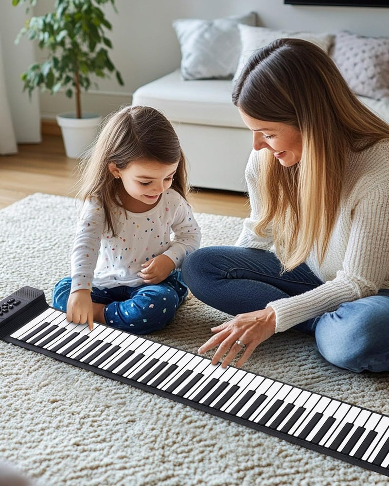 POGOLAB 88 Keys Roll Up Keyboard Piano, Portable Electric Foldable Piano with Sustain Pedal, 14 Songs, 128 Tones, 128 Rhythms, Rechargeable & Dual BT Function, Music Gift for Beginners - Image 2