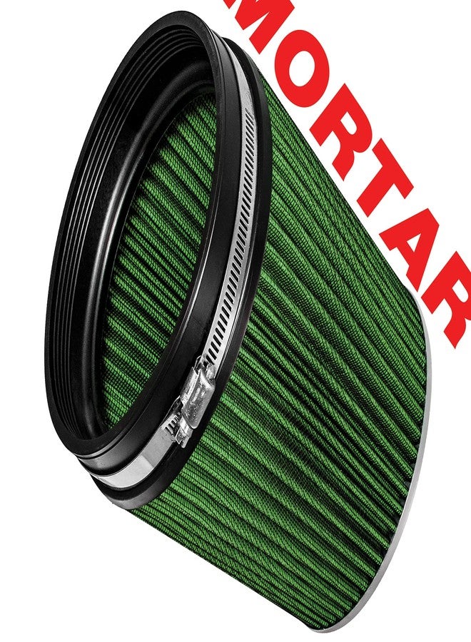 Mortar Aftermarket Auto Air Filter - 6 In Flange ID Car Enthusiast Class Universal Cold Air Intake Gulps in More Air for More Engine Power & Passionate Induction Sound, Length 6 In, Green - Image 4