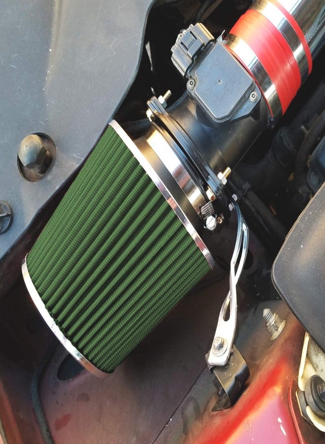 Mortar Aftermarket Auto Air Filter - 6 In Flange ID Car Enthusiast Class Universal Cold Air Intake Gulps in More Air for More Engine Power & Passionate Induction Sound, Length 6 In, Green - Image 3