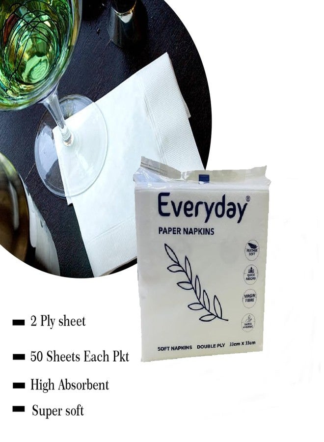 Biogreen Everyday High Absorbent Tissue Paper Napkin (2 Ply, 50 Pulls) (Pack of 4) | 100% Food & skin safe | Use in kitchen & dinning, Catering, School & office, Paper Napkin For Dinning | Tissue Napkin - Image 4